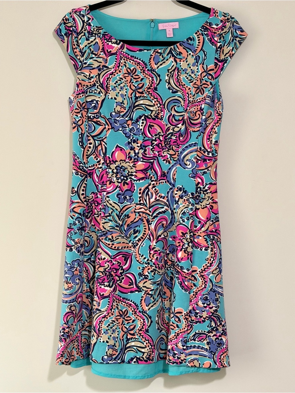 Lilly Pulitzer Turquoise Pink Purple Paisley Fit-and-Flare Dress